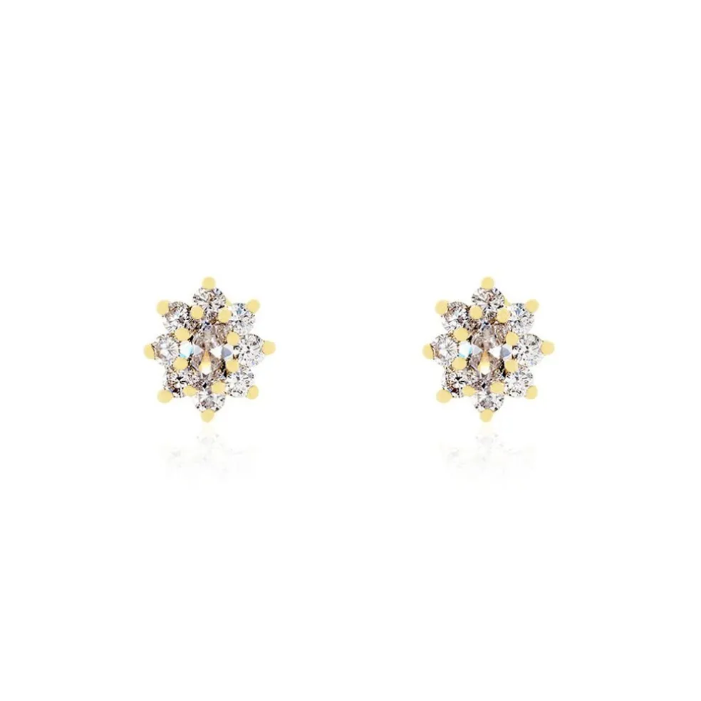 Boucles D'oreilles Puces Lisea Plaqué Or Oxydes De Zirconium