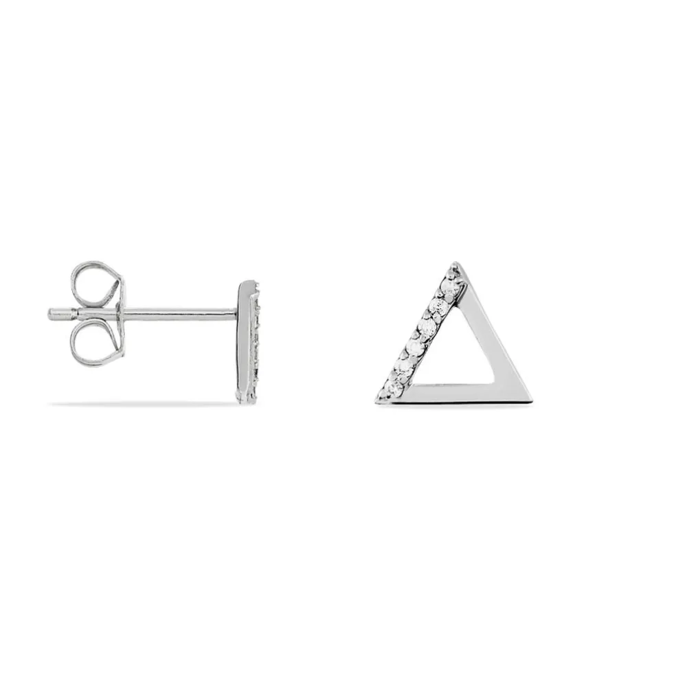 Boucles D'oreilles Puces Lorena Argent Blanc Oxyde De Zirconium