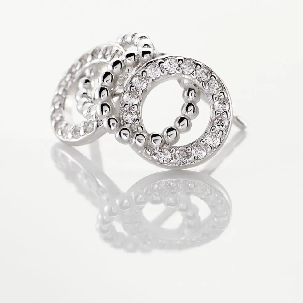 Boucles D'oreilles Puces Magou Argent Blanc Oxyde De Zirconium