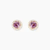 Boucles D'Oreilles Puces Munira Or Jaune Améthyste Oxyde De Zirconium
