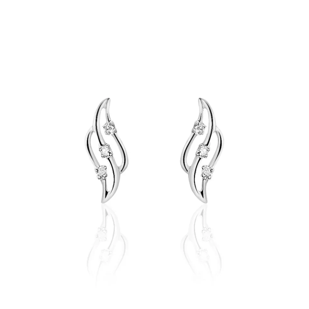 Boucles D'oreilles Puces Marnie Or Blanc Diamant