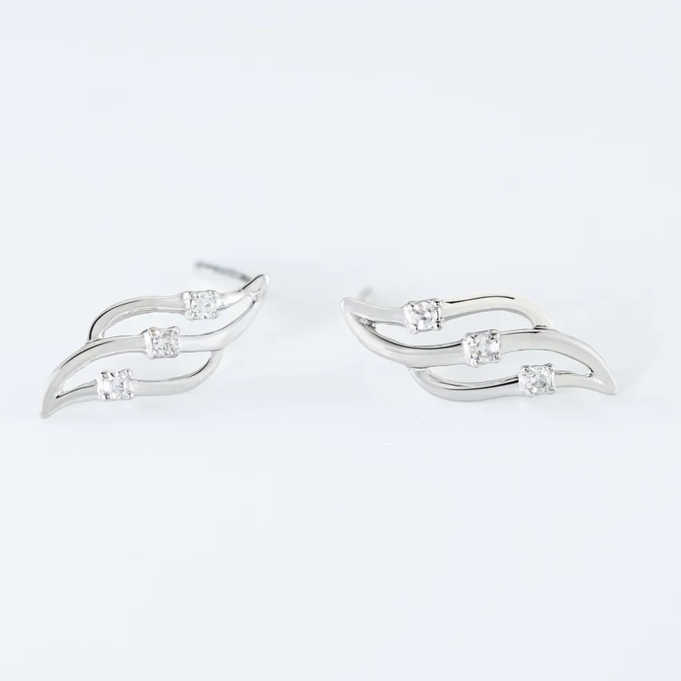 Boucles D'oreilles Puces Marnie Or Blanc Diamant