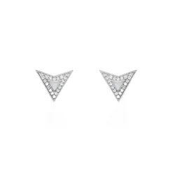 Boucles D'oreilles Puces Moric Argent Blanc Oxyde De Zirconium Nacre
