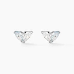 Boucles D'oreilles Puces Myhalf Argent Blanc Oxyde