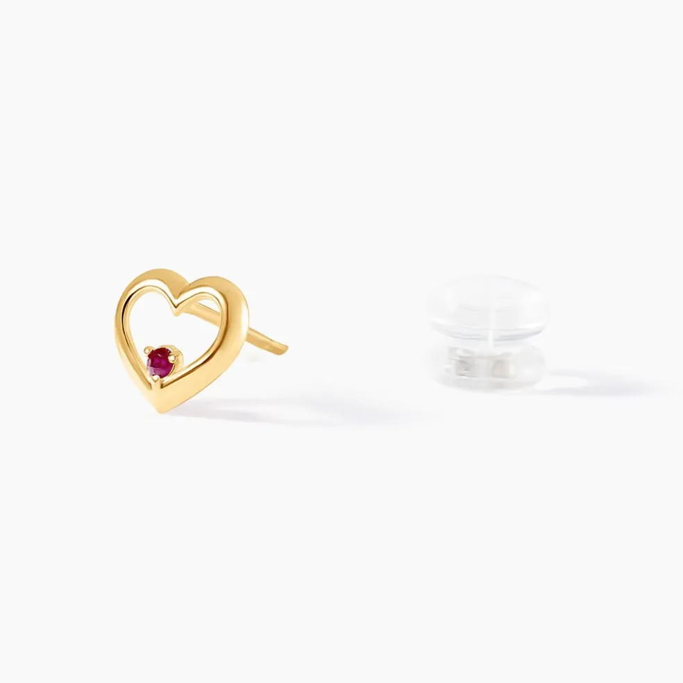 Boucles D'oreilles Puces Martella Or Jaune Rubis