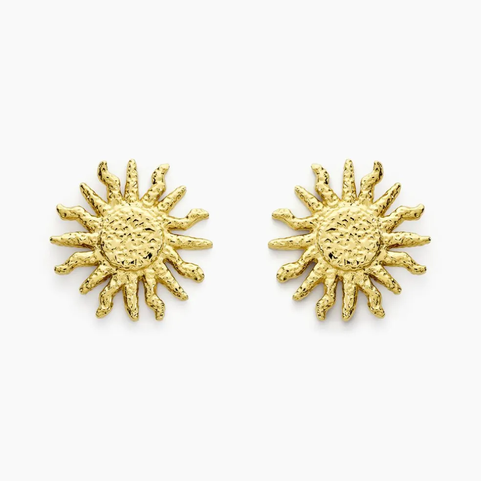Boucles D'oreilles Puces Mermaid Acier Jaune