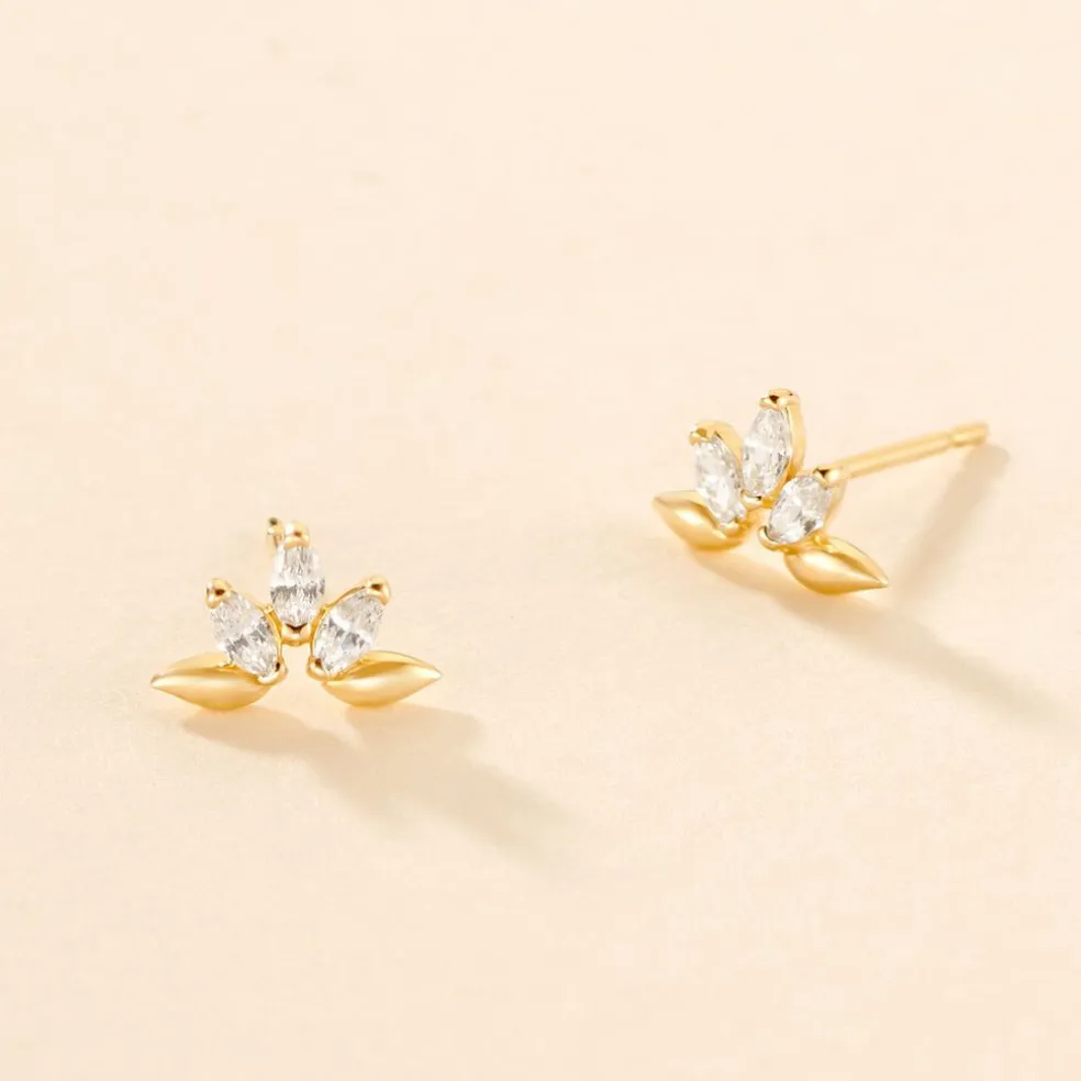 Boucles D'oreilles Puces Maralyn Or Jaune Oxyde De Zirconium