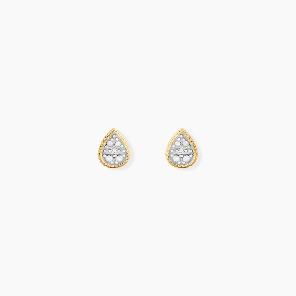 Boucles D'Oreilles Puces Mon 1Er Diamant Or Jaune Diamant