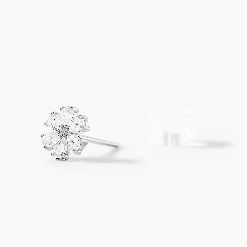 Boucles D'oreilles Puces Maelane Or Blanc Oxyde De Zirconium