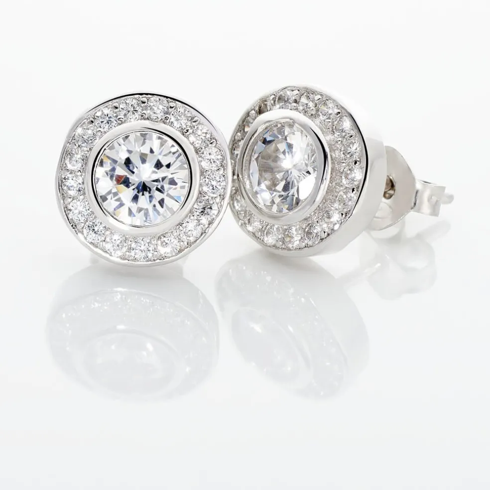 Boucles D'oreilles Puces Marquise Argent Blanc Oxyde De Zirconium