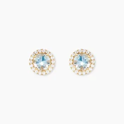 Boucles D'Oreilles Puces Munira Or Jaune Topaze Oxyde De Zirconium