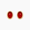 Boucles D'Oreilles Puces Memory Plaqué Or Jaune Pierre De Synthese