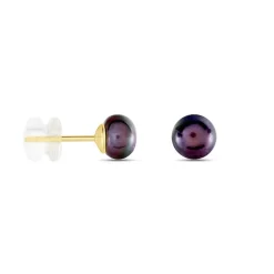 Boucles D'oreilles Puces Micaelle Teintees Or Jaune Perle De Culture