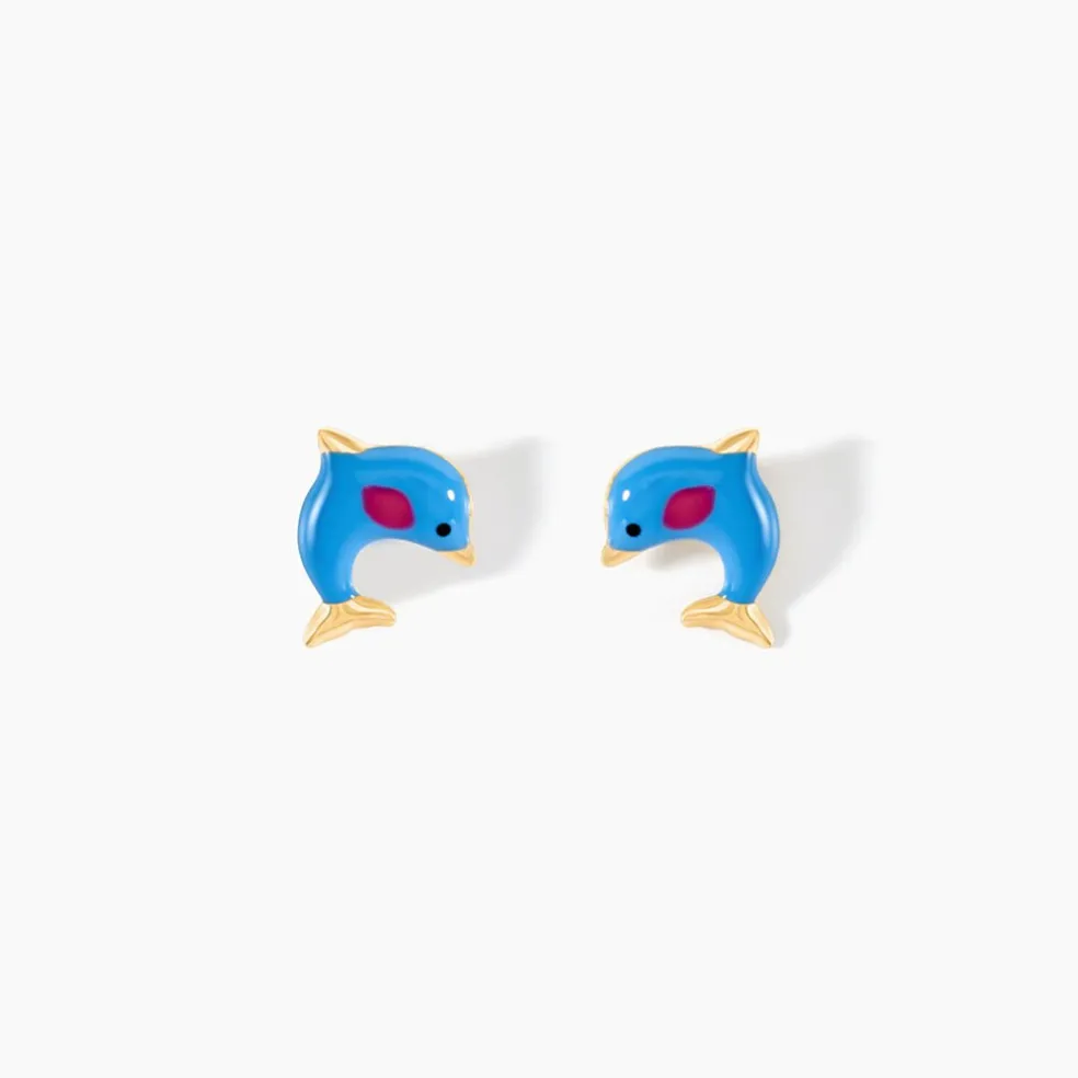 Boucles D'oreilles Puces Mael Dauphin Or Jaune