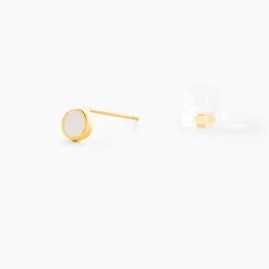 Boucles D'Oreilles Puces Nikandros Or Jaune Nacre