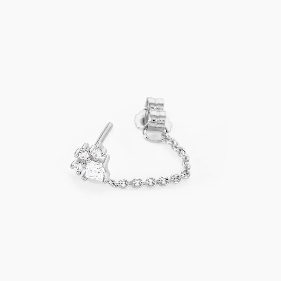 Boucles D'oreilles Puces Nimah Argent Blanc Oxyde De Zirconium