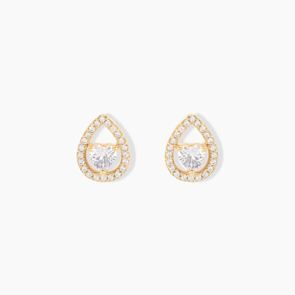 Boucles D'oreilles Puces Norig Plaqué Or Jaune Oxyde De Zirconium