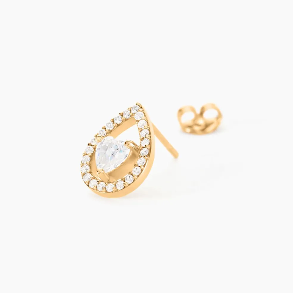 Boucles D'oreilles Puces Norig Plaqué Or Jaune Oxyde De Zirconium