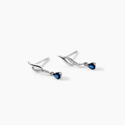 Boucles D'oreilles Puces Nolia Or Blanc Saphir Et Diamant