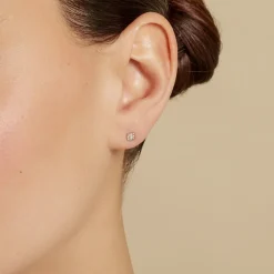 Boucles D'oreilles Puces Neorah Argent Blanc Oxyde De Zirconium