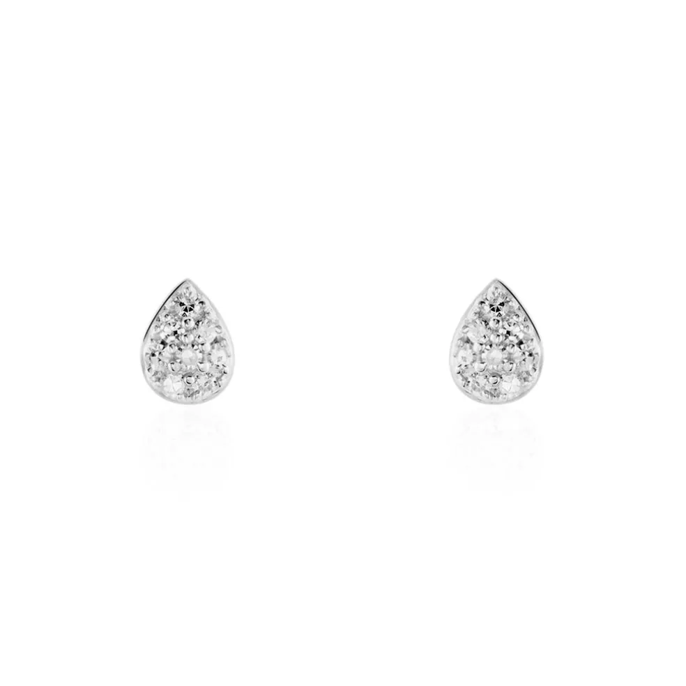 Boucles D'oreilles Puces Nevena Or Blanc Diamant