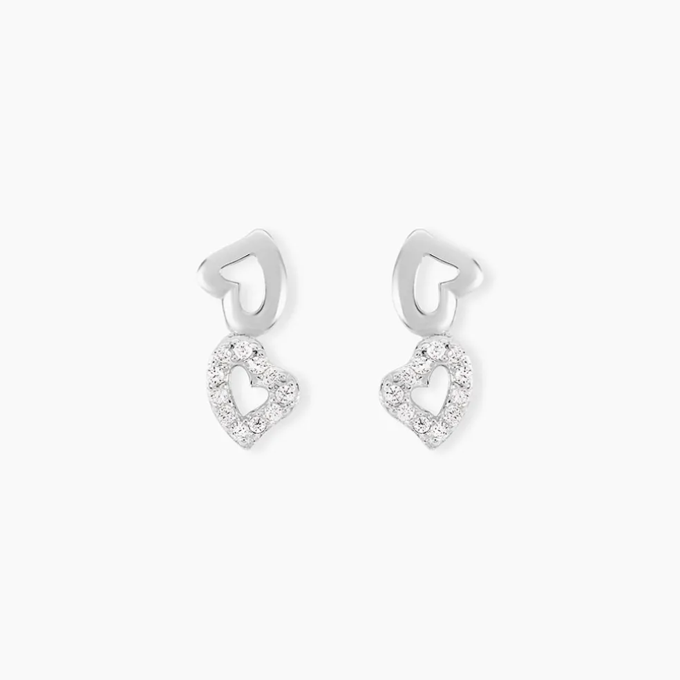 Boucles D'oreilles Puces Nonna Argent Blanc Oxyde De Zirconium