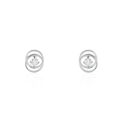 Boucles D'oreilles Puces Nid D'amour Or Blanc Diamant