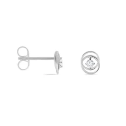 Boucles D'oreilles Puces Nid D'amour Or Blanc Diamant