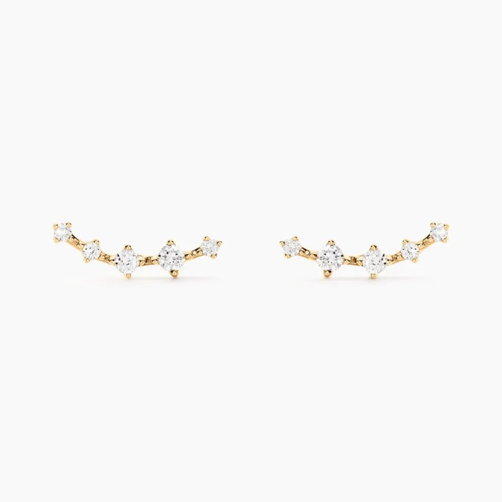 Boucles D'oreilles Puces Nichole Or Jaune Diamant Synthétique