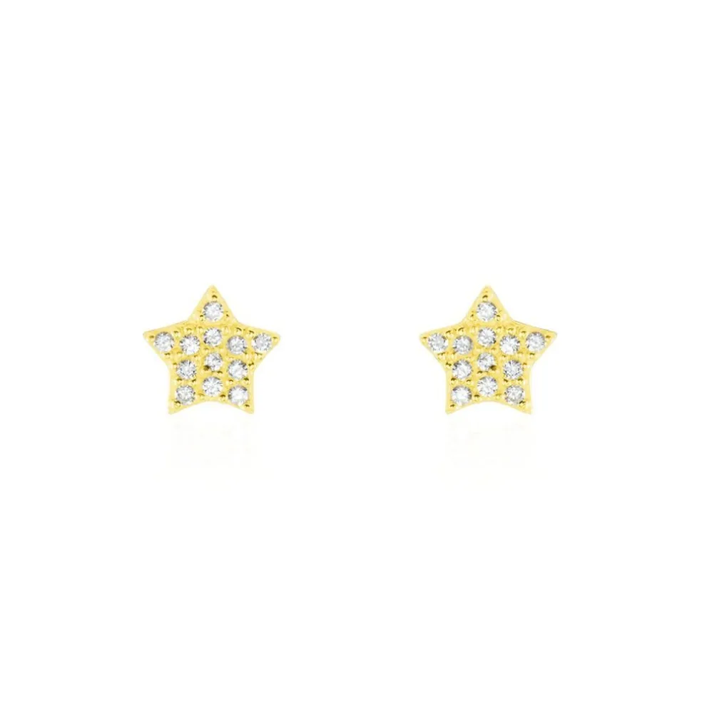 Boucles D'oreilles Puces Or Jaune Fragaria Oxydes