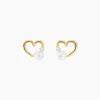Boucles D'oreilles Puces Or Jaune Fergus Perle De Culture Oxyde