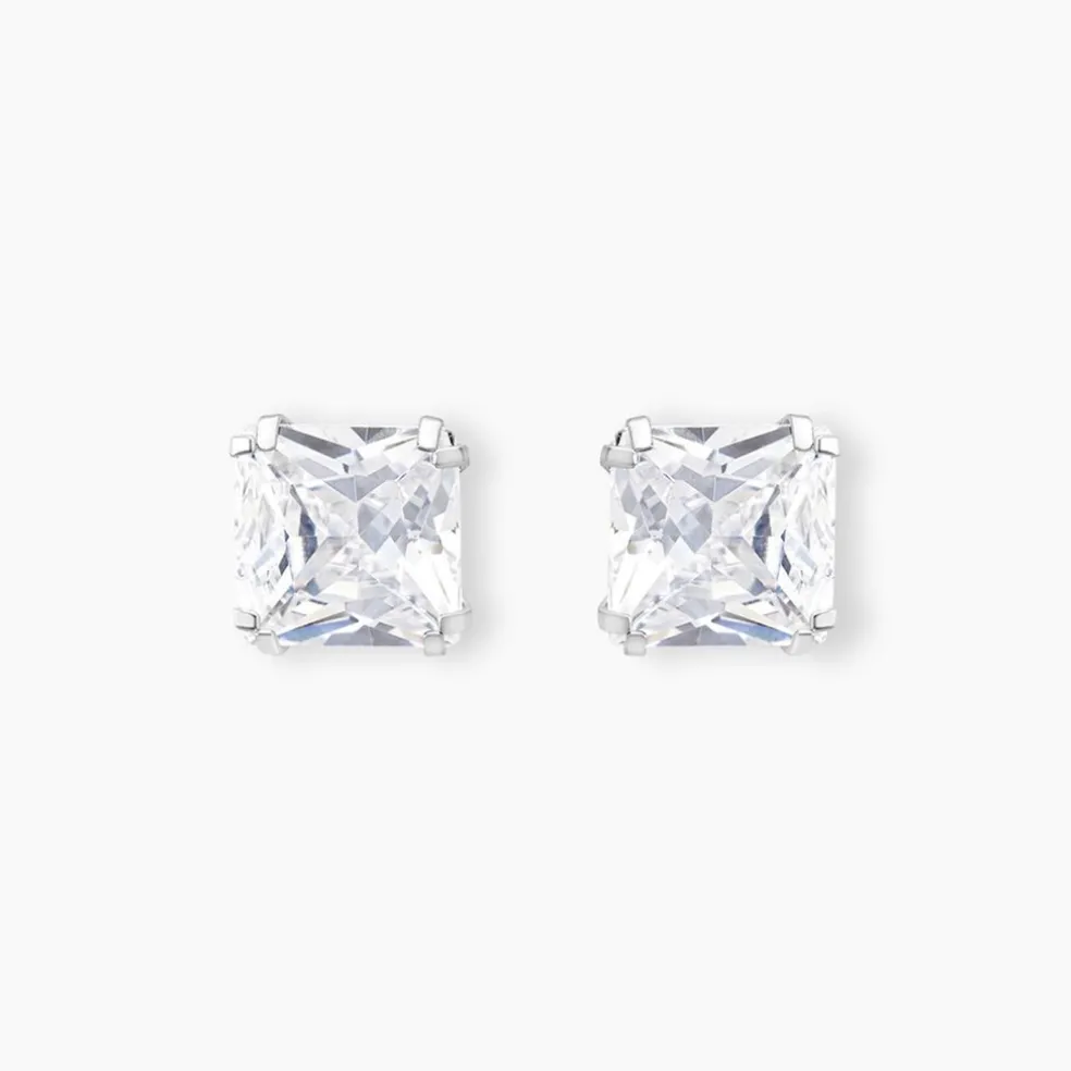 Boucles D'oreilles Puces Or Blanc Doreen Oxydes De Zirconium