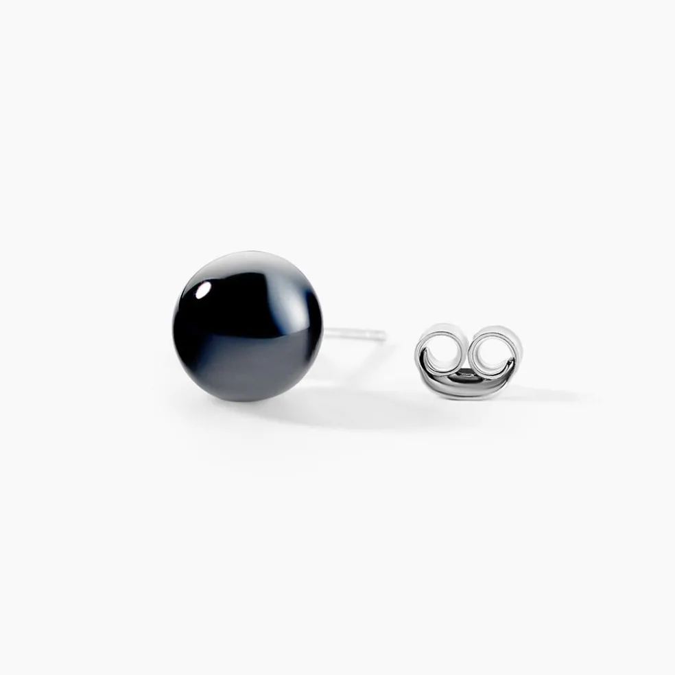 Boucles D'oreilles Puces Orbe Argent Blanc Céramique