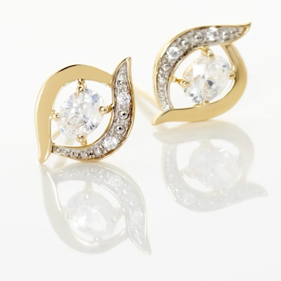 Boucles D'oreilles Puces Or Blanc Lydia Oxydes De Zirconium
