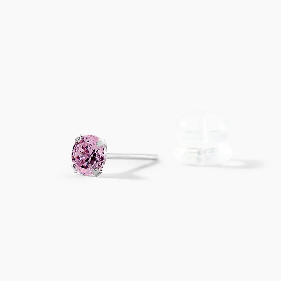 Boucles D'oreilles Puces Or Blanc Oxydes De Zirconium