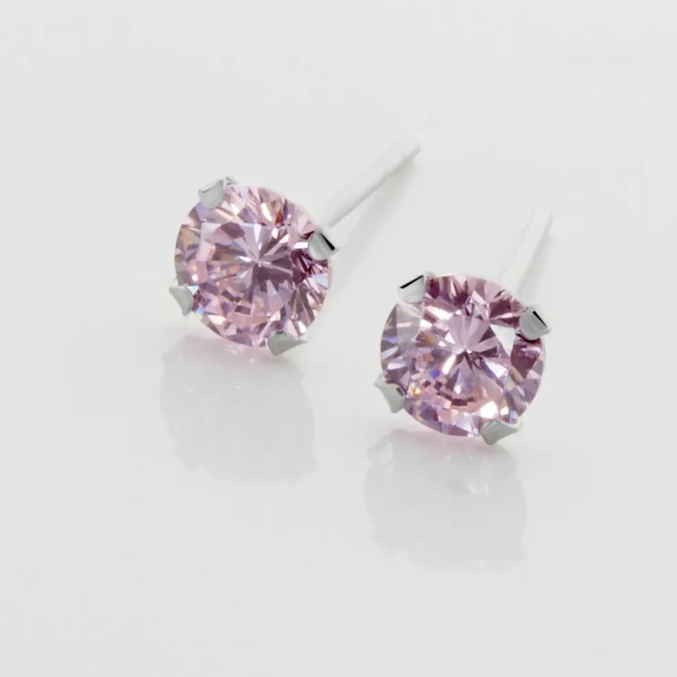 Boucles D'oreilles Puces Or Blanc Oxydes De Zirconium