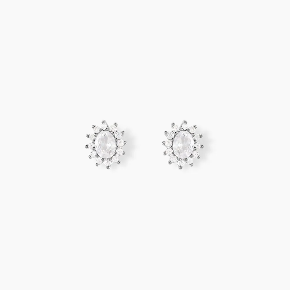 Boucles D'oreilles Puces Oliviane Argent Blanc Oxyde De Zirconium