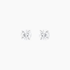 Boucles D'oreilles Puces Or Blanc Katherina Oxyde De Zirconium