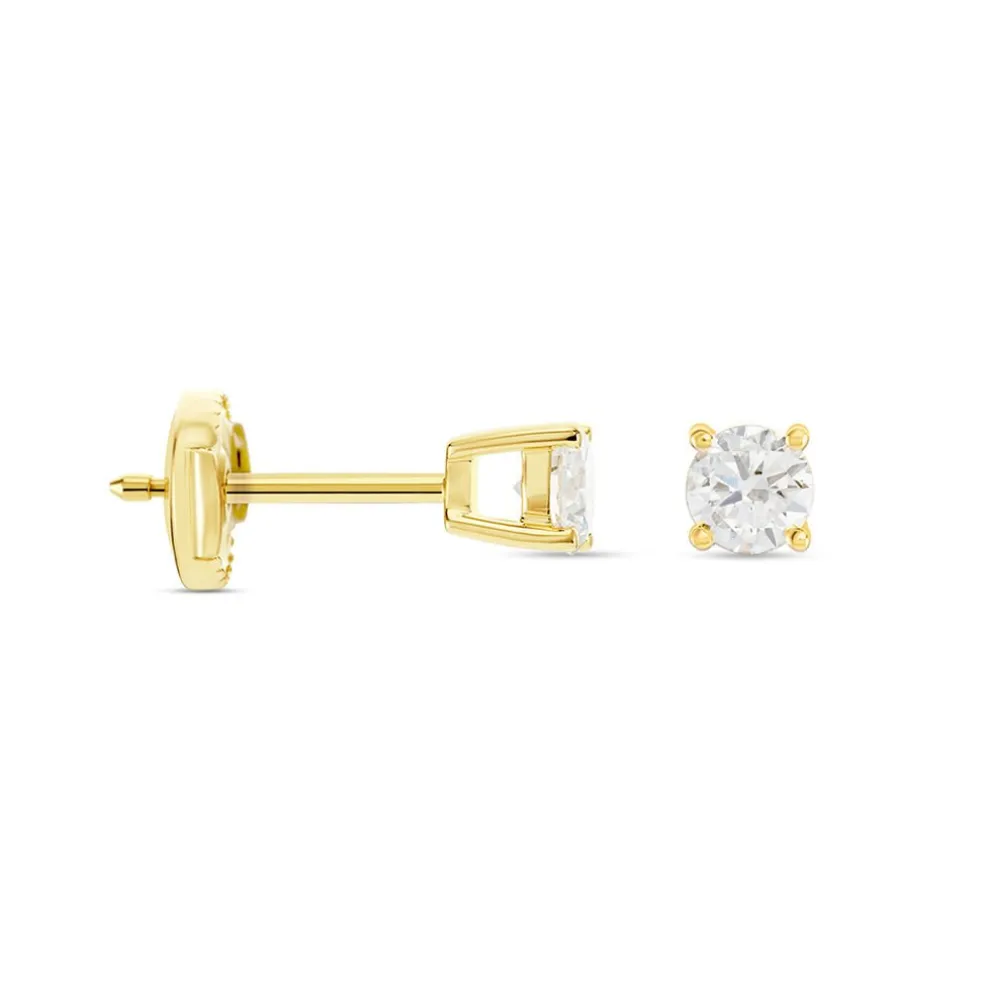 Boucles D'oreilles Puces Or Jaune Aphrodite Diamants