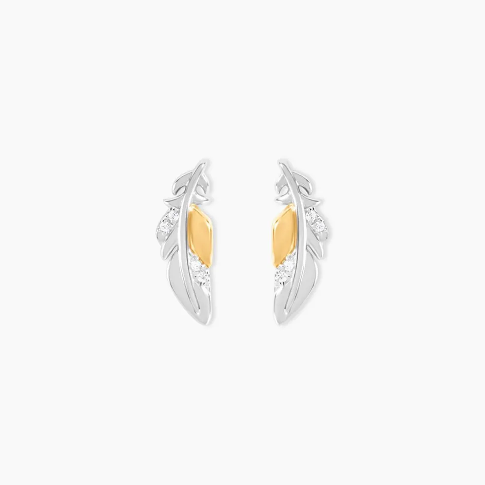 Boucles D'Oreilles Puces Or Jaune Oxyde De Zirconium