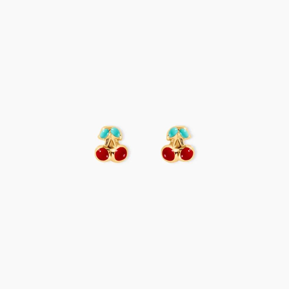 Boucles D'oreilles Puces Or Jaune Helicie Email