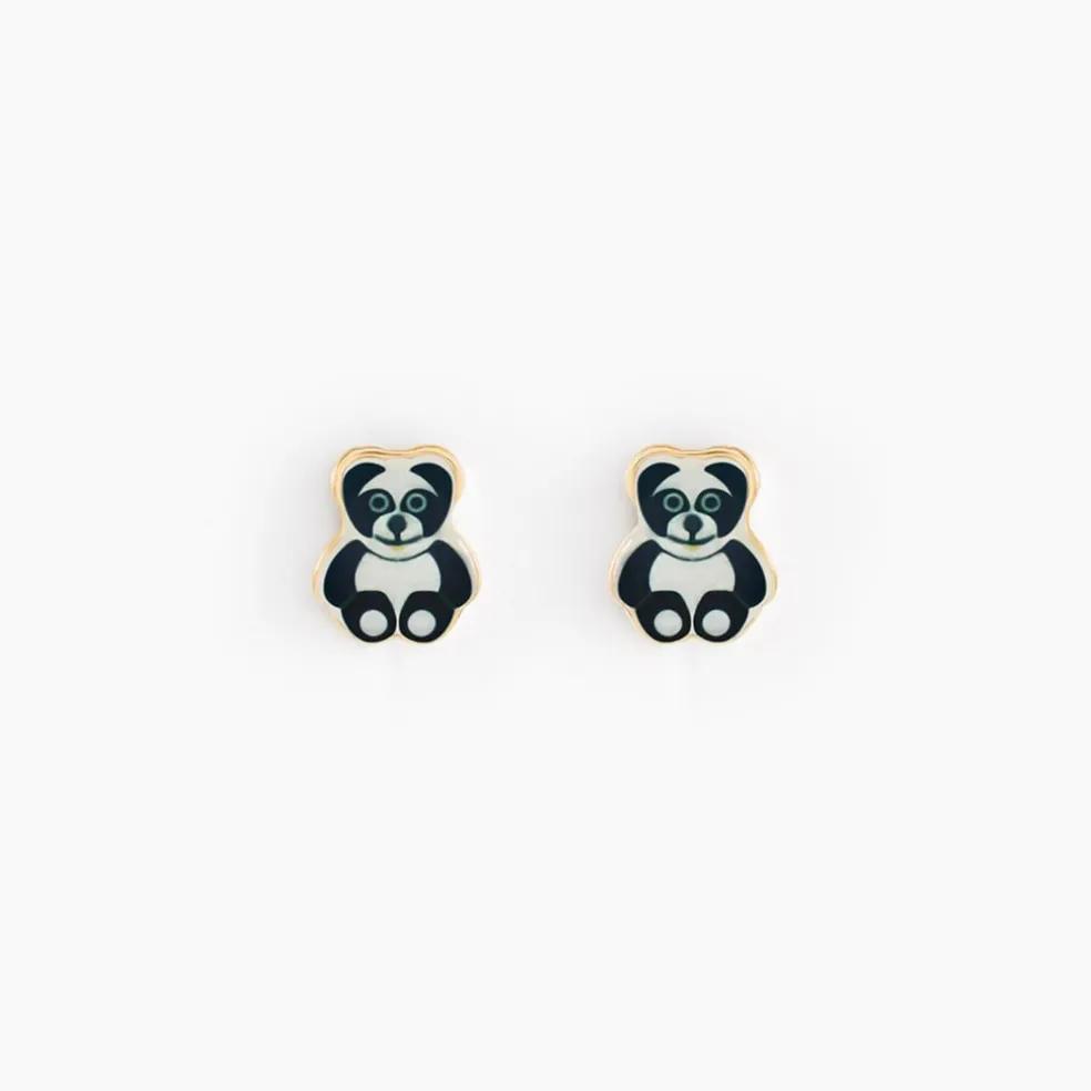 Boucles D'oreilles Puces Ourson Or Jaune