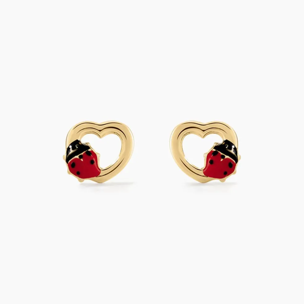 Boucles D'oreilles Puces Or Jaune Syringa Smalto