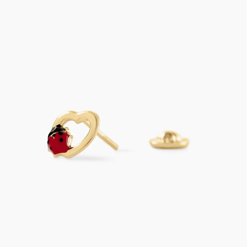 Boucles D'oreilles Puces Or Jaune Syringa Smalto