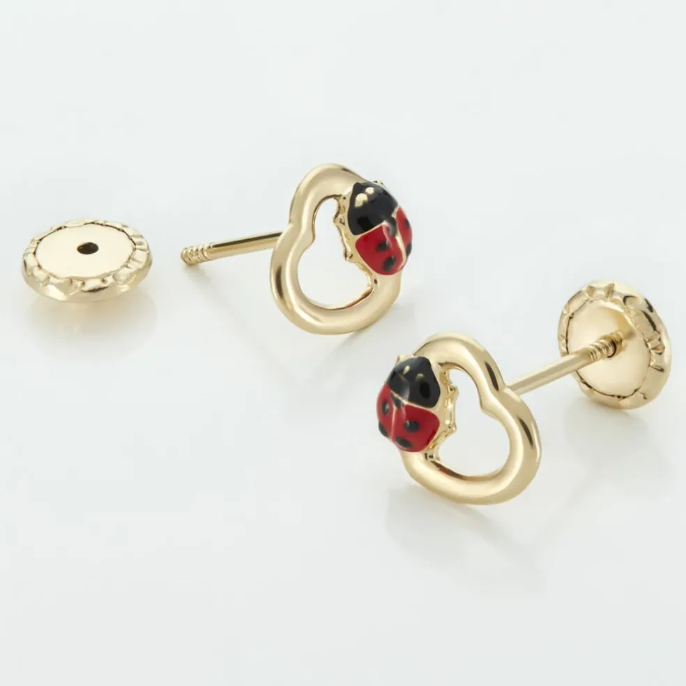 Boucles D'oreilles Puces Or Jaune Syringa Smalto