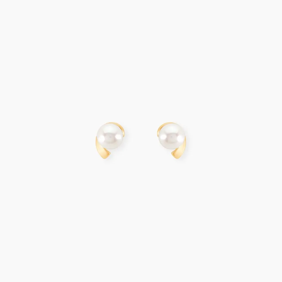 Boucles D'oreilles Puces Odelle Or Jaune Perle De Culture