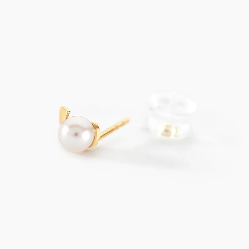 Boucles D'oreilles Puces Odelle Or Jaune Perle De Culture