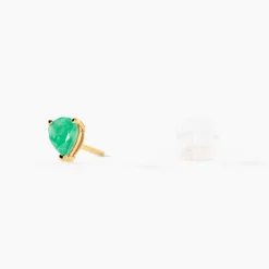 Boucles D'oreilles Puces Or Jaune Isador Emeraude
