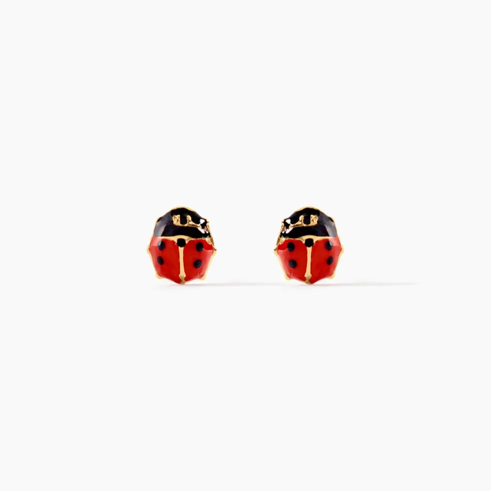 Boucles D'oreilles Puces Or Jaune Helidie Email