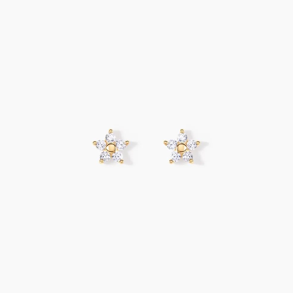 Boucles D'oreilles Puces Or Jaune Convallaria Oxydes